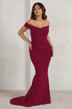 Apolline | Berry Off The Shoulder Ruched Fishtail Maxi Dress 7 Apolline | Berry Off The Shoulder Ruched Fishtail Maxi Dress -Stylixon Sales Store 4 1cbc1788 14a7 49ed 84f6 0c32b2e55212 scaled