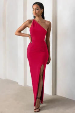 Dressing Up | Red One Shoulder Maxi Dress With Open Back Detail -Stylixon Sales Store CC WB CL127621 DressingUpRedOneShoulderMaxiDressWithOpenBackDetail1 scaled