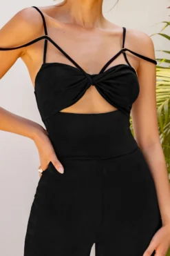 Dusk Till Dawn | Black Cut Out Detail Wide Leg Jumpsuit -Stylixon Sales Store CL126098 Black1 Cut Out Detail Wide Leg Jumpsuit 2 scaled