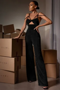 Dusk Till Dawn | Black Cut Out Detail Wide Leg Jumpsuit -Stylixon Sales Store CL126098 black cut out detail wide leg jumpsuit 8 scaled