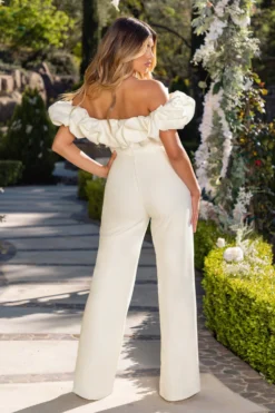 Enchanted | Ivory Puff Bardot Wide Leg Jumpsuit 10 Enchanted | Ivory Puff Bardot Wide Leg Jumpsuit -Stylixon Sales Store CL126600 WhiteBardotWideLegJumpsuit8 scaled
