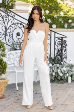Pure Love | White Strapless Wide Leg Jumpsuit 8 Pure Love | White Strapless Wide Leg Jumpsuit -Stylixon Sales Store CL127145 WhiteStraplessWideLegTrousersJumpsuit4 scaled