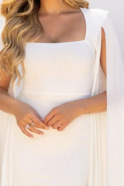 Flawless | White Square Neck Midi Dress With Cape Sleeves -Stylixon Sales Store CL127209 WHite1SquareNeckMidiDressWithCapeSleeves 2 scaled