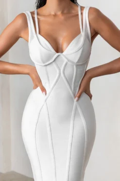 Just For Me | White Bandage Sweetheart Neckline Bodycon Midi Dress -Stylixon Sales Store CL127499 EyesOnMeWhiteSweetheartNecklineMidiDress9 scaled