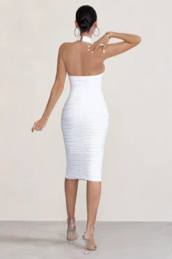 Best Seller -Stylixon Sales Store WB BR CL126092 SerendipityWhiteHalterNeckKnotMidiDress1 scaled