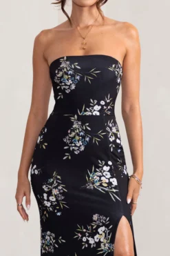 Camila | Black Floral Print Strapless Maxi Dress With Thigh Split 7 Camila | Black Floral Print Strapless Maxi Dress With Thigh Split -Stylixon Sales Store WB BR CL127848 CamilaBlackFloralPrintStraplessMaxiDressWithThighSplit1 f416915d 7601 4828 8ed5 0110ee8505b6 scaled