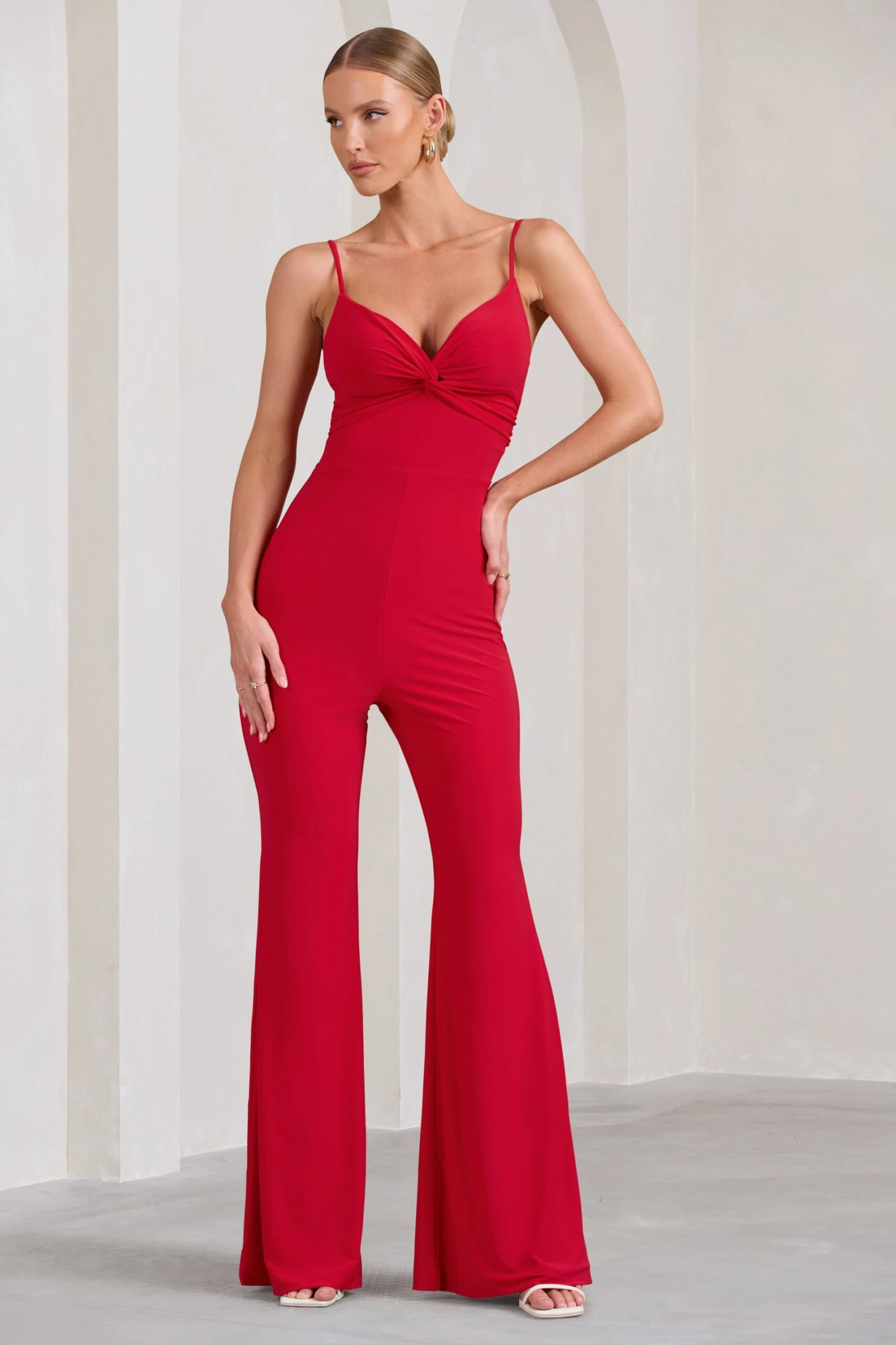 Aspiration | Red Knot Detail Ruched Jumpsuit 4 Aspiration | Red Knot Detail Ruched Jumpsuit - Image 4
