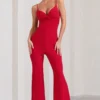 Aspiration | Red Knot Detail Ruched Jumpsuit