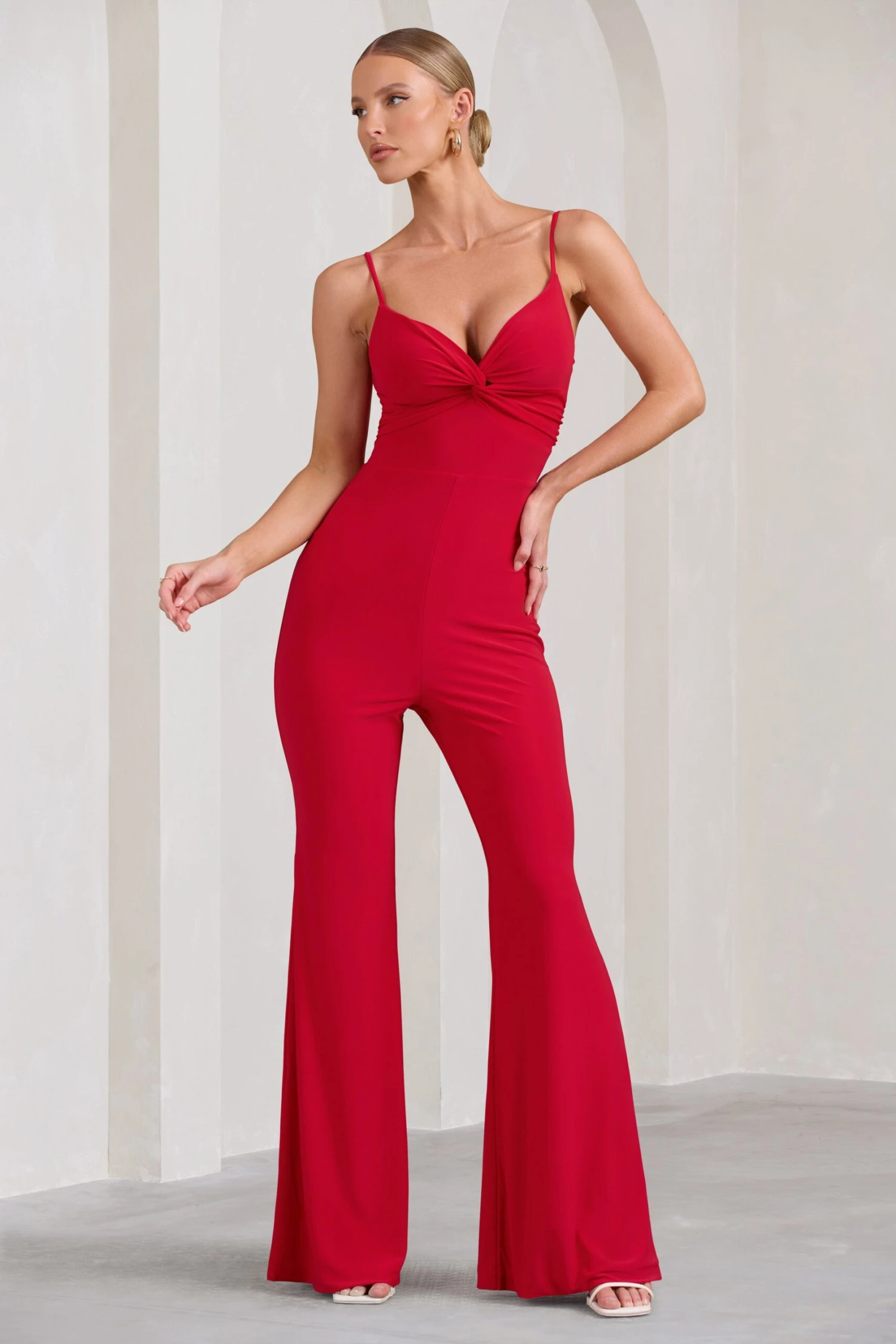 Aspiration | Red Knot Detail Ruched Jumpsuit 5 Aspiration | Red Knot Detail Ruched Jumpsuit - Image 5