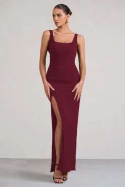 Kate | Berry Square Neck Maxi Dress With Plunge Back And Side Thigh Split 7 Kate | Berry Square Neck Maxi Dress With Plunge Back And Side Thigh Split -Stylixon Sales Store WB CC BR CL127639 KateBerrySquareNeckMaxiDresswithPlungeBackandSideThighSplit0 scaled