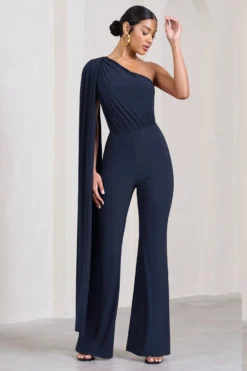 Aurora | Navy One Shoulder Cape Sleeve Jumpsuit -Stylixon Sales Store WB CC CL123778015 AuroraNavyOneShoulderCapeSleeveJumpsuit3 scaled