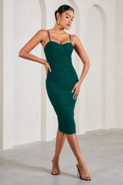 Love Tapes | Dark Green Corset Mesh Midi Dress -Stylixon Sales Store WB CC CL126742138 LoveTapesSageCorsetMeshMidiDress2 scaled