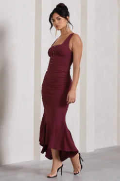 Savannah | Burgundy Square-Neck Corset Fishtail Maxi Dress 9 Savannah | Burgundy Square-Neck Corset Fishtail Maxi Dress -Stylixon Sales Store WB CC CL132003069 SavannahBurgundySquare NeckCorsetFishtailMidiDress5 eb33988e bffd 4482 9f22 2ef3ff4035f7 scaled