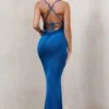 In My Feelings | Royal Blue Cowl Neck Split Maxi Dress