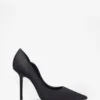 Blade | Black Satin Court Heels With Scallop Edge
