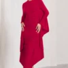 Keva | Red Long Sleeve Ruched Maxi Dress With Cape Detailing