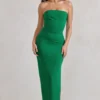 Dina | Green Bandeau Maxi Dress With Split