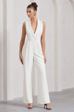 Endure | White Tailored Sleeveless Wide-Leg Jumpsuit 8 Endure | White Tailored Sleeveless Wide-Leg Jumpsuit -Stylixon Sales Store WB CC HR CL129809005 EndureWhiteTailoredSleevelessWide LegJumpsuit0 scaled