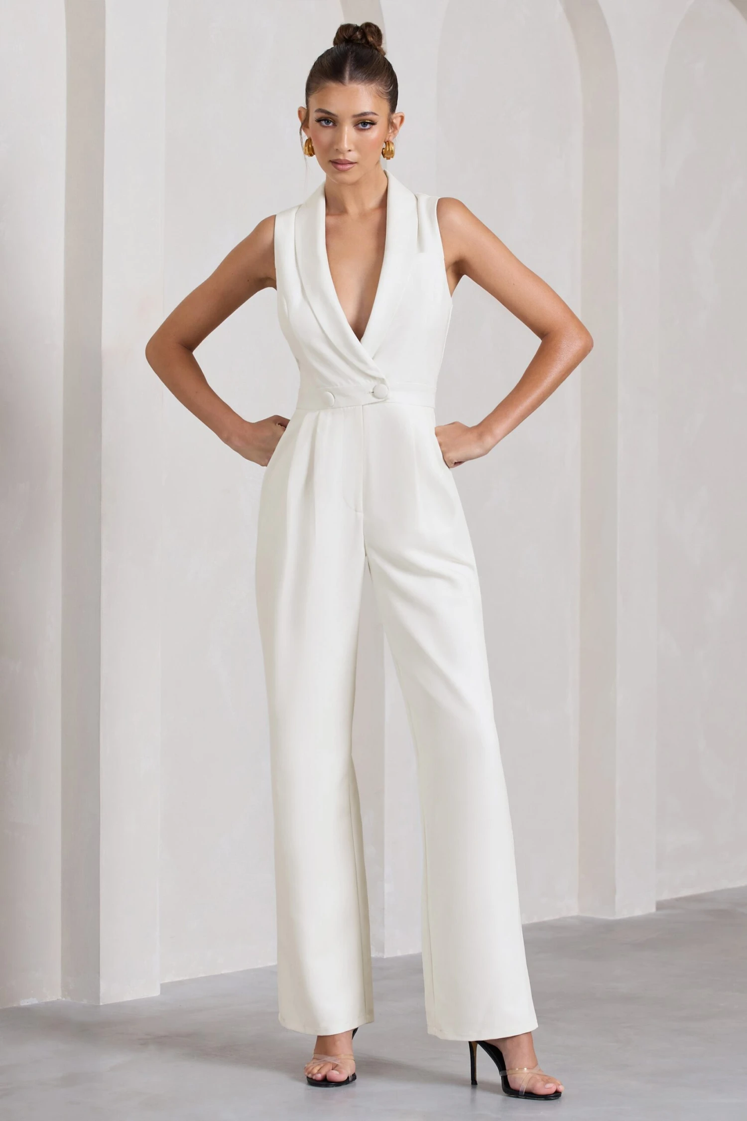 Endure | White Tailored Sleeveless Wide-Leg Jumpsuit 5 Endure | White Tailored Sleeveless Wide-Leg Jumpsuit - Image 5