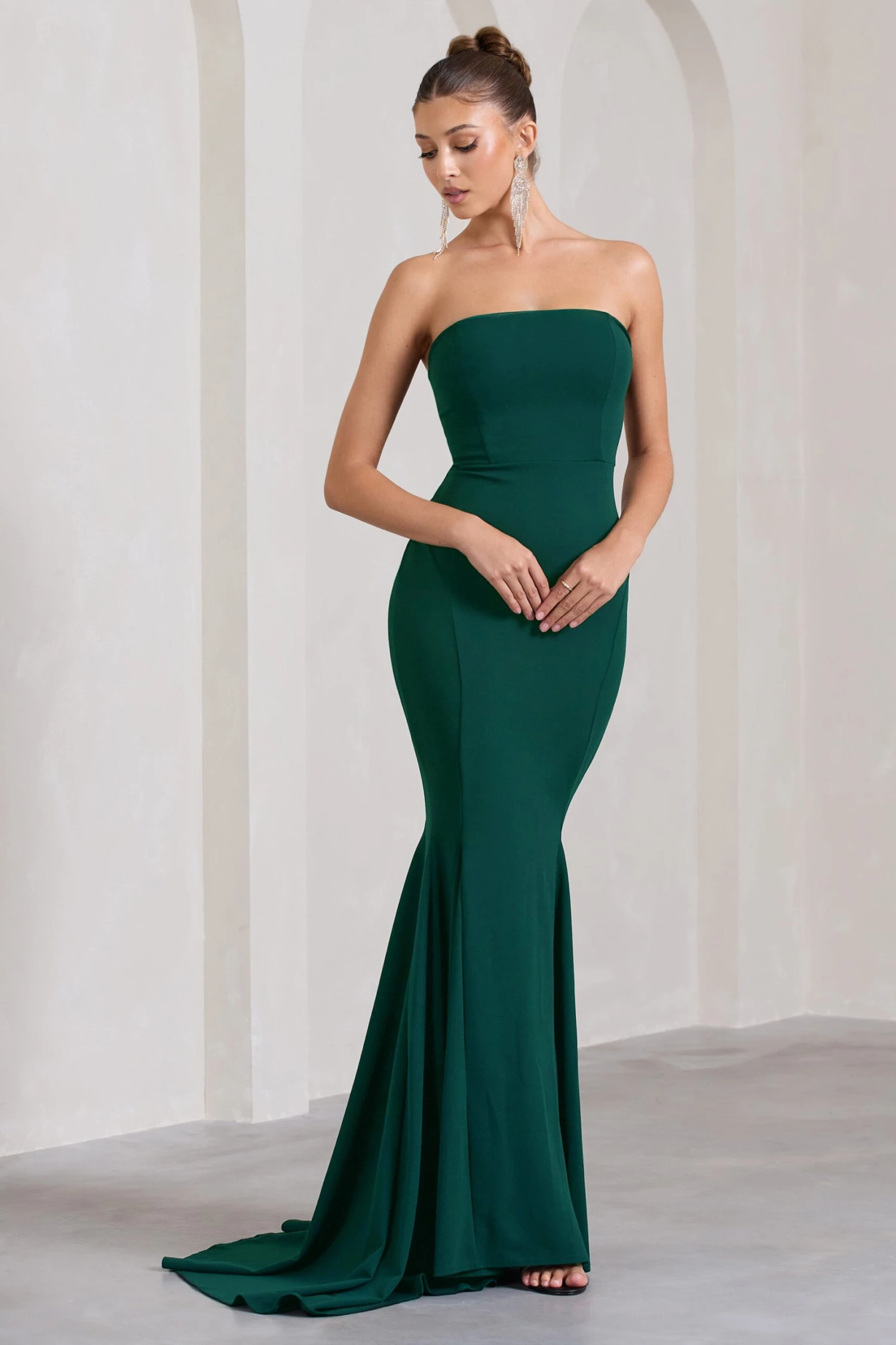 Impress Me | Bottle Green Strapless Bandeau Fishtail Maxi Dress 5 Impress Me | Bottle Green Strapless Bandeau Fishtail Maxi Dress - Image 5