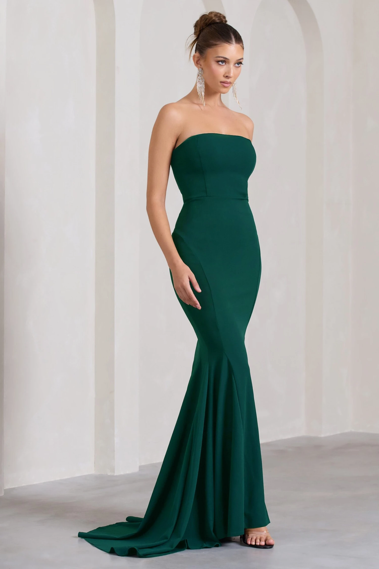 Impress Me | Bottle Green Strapless Bandeau Fishtail Maxi Dress 4 Impress Me | Bottle Green Strapless Bandeau Fishtail Maxi Dress - Image 4