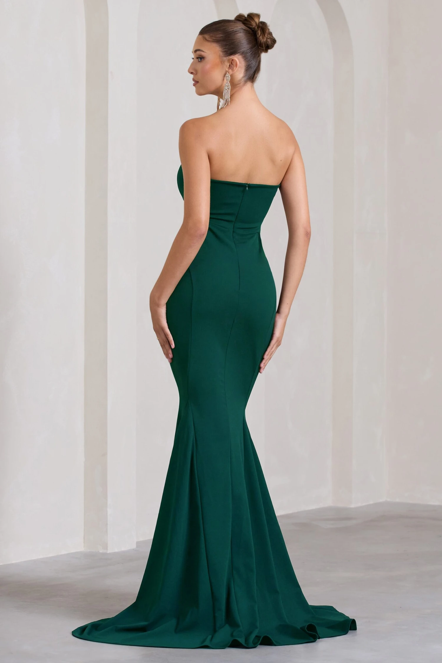 Impress Me | Bottle Green Strapless Bandeau Fishtail Maxi Dress 2 Impress Me | Bottle Green Strapless Bandeau Fishtail Maxi Dress - Image 2