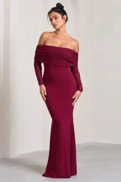 Madeleine | Berry Fishtail Maxi Dress With Bardot Mesh Long Sleeves 8 Madeleine | Berry Fishtail Maxi Dress With Bardot Mesh Long Sleeves -Stylixon Sales Store WB CL124634158 MadeleineBerryFishtailMaxiDressWithBardotMeshLongSleeves0 scaled