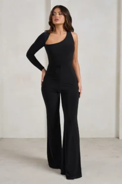 Dancefloor Blitz | Black One Shoulder Jumpsuit -Stylixon Sales Store WB CL126618 DancefloorBlitzBlackOneShoulderJumpsuit1 scaled