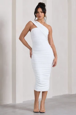 Contour | White One Shoulder Bodycon Midi Dress 8 Contour | White One Shoulder Bodycon Midi Dress -Stylixon Sales Store WB CL126710005 ContourWhiteOneShoulderBodyconMidiDress2 scaled