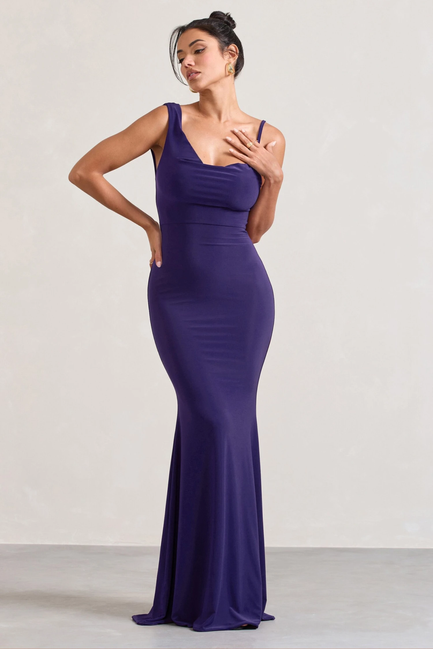 Phantasy | Purple Asymmetric Neckline Cowl Maxi Dress 4 Phantasy | Purple Asymmetric Neckline Cowl Maxi Dress - Image 4