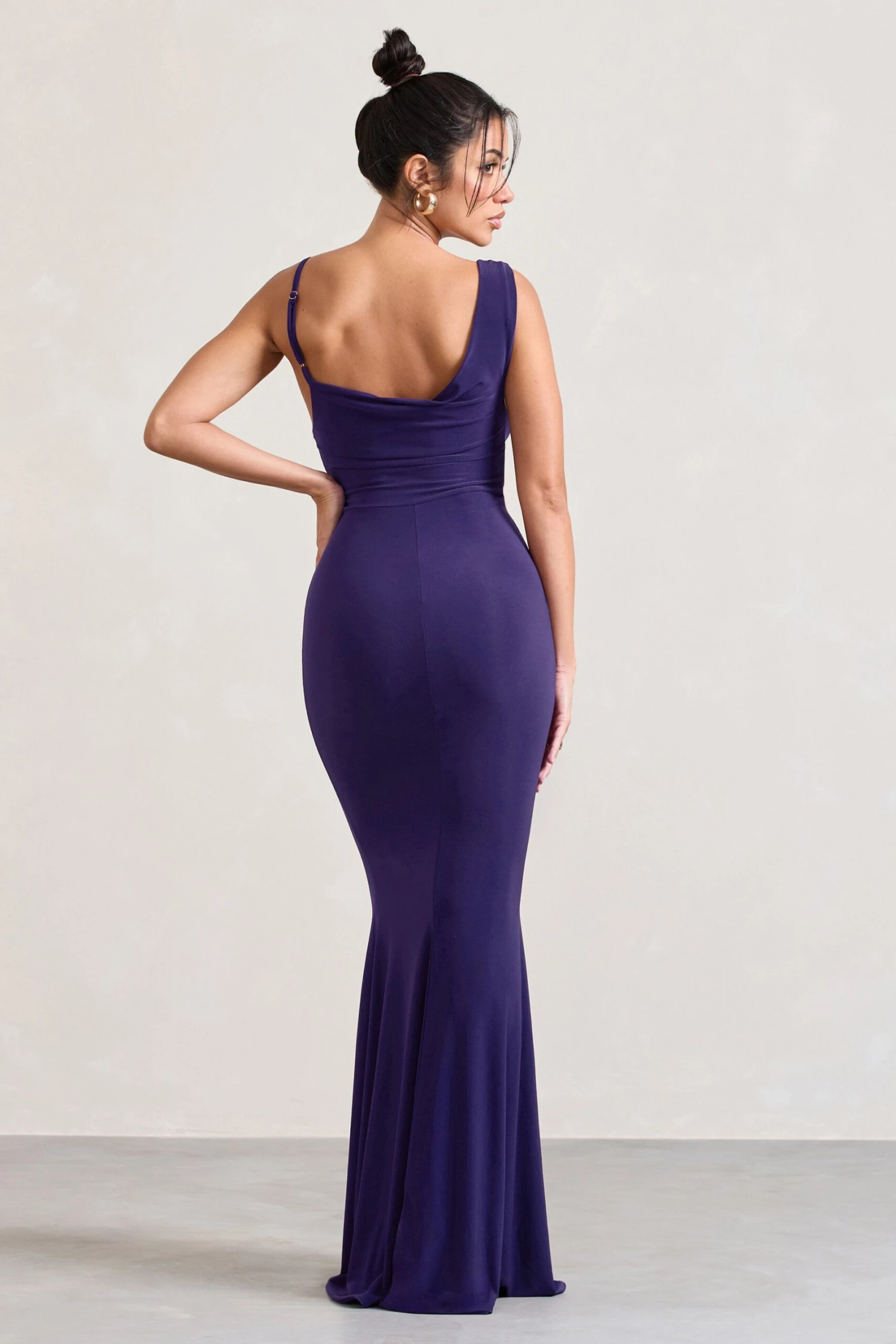 Phantasy | Purple Asymmetric Neckline Cowl Maxi Dress 2 Phantasy | Purple Asymmetric Neckline Cowl Maxi Dress - Image 2