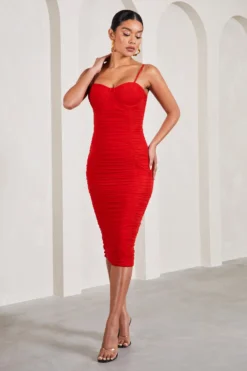 Love Tapes | Red Corset Mesh Midi Dress 8 Love Tapes | Red Corset Mesh Midi Dress -Stylixon Sales Store WB CL126742004 LoveTapesRedCorsetMeshMidiDress1 scaled