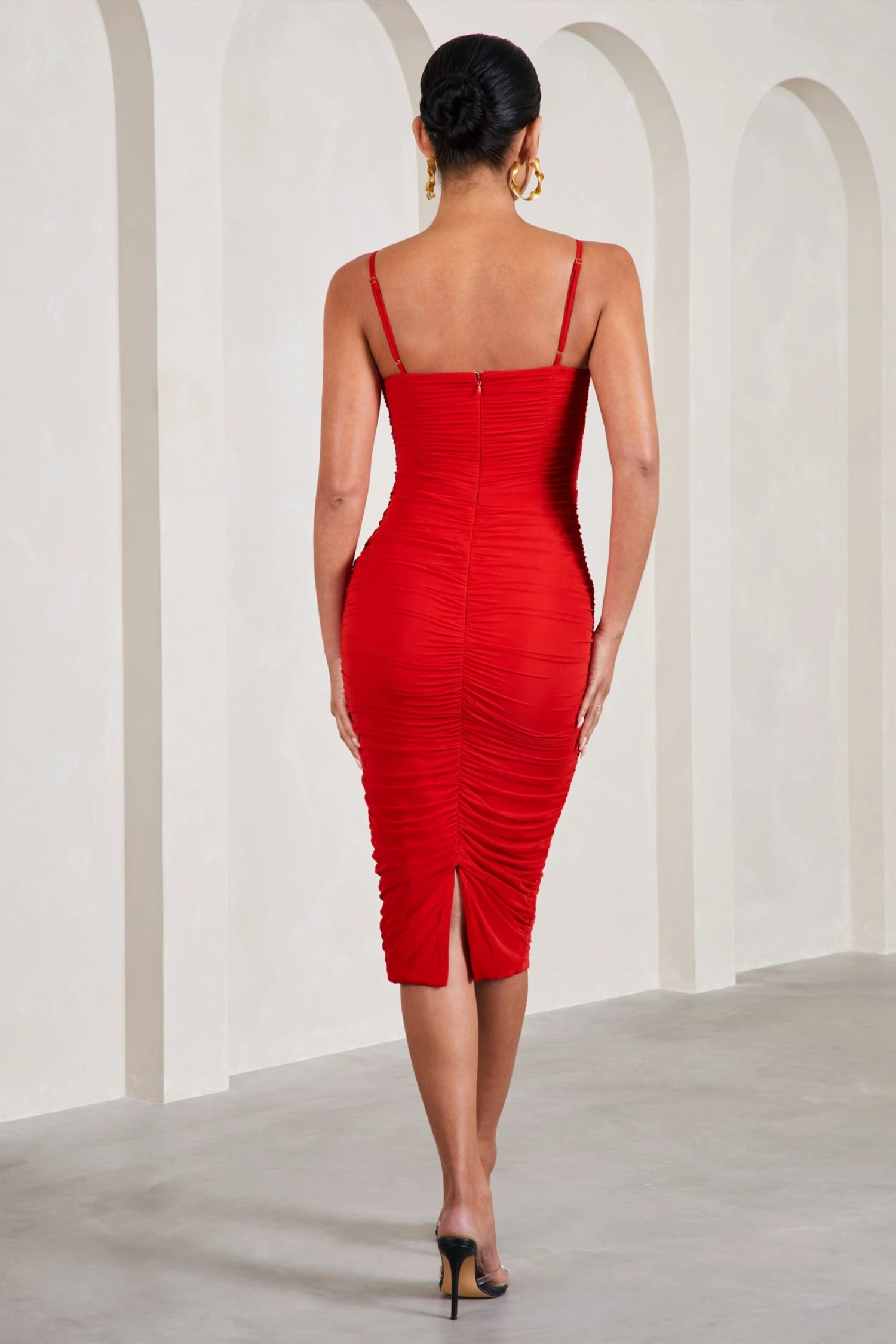 Love Tapes | Red Corset Mesh Midi Dress 2 Love Tapes | Red Corset Mesh Midi Dress - Image 2