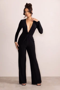 Ember | Black Twist Front Plunge Wide Leg Jumpsuit 8 Ember | Black Twist Front Plunge Wide Leg Jumpsuit -Stylixon Sales Store WB CL127990 EmberBlackTwistFrontPlungeWideLegJumpsuit1 scaled