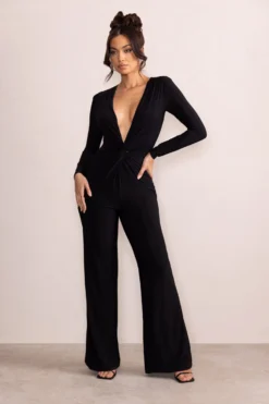 Ember | Black Twist Front Plunge Wide Leg Jumpsuit 9 Ember | Black Twist Front Plunge Wide Leg Jumpsuit -Stylixon Sales Store WB CL127990 EmberBlackTwistFrontPlungeWideLegJumpsuit2 scaled