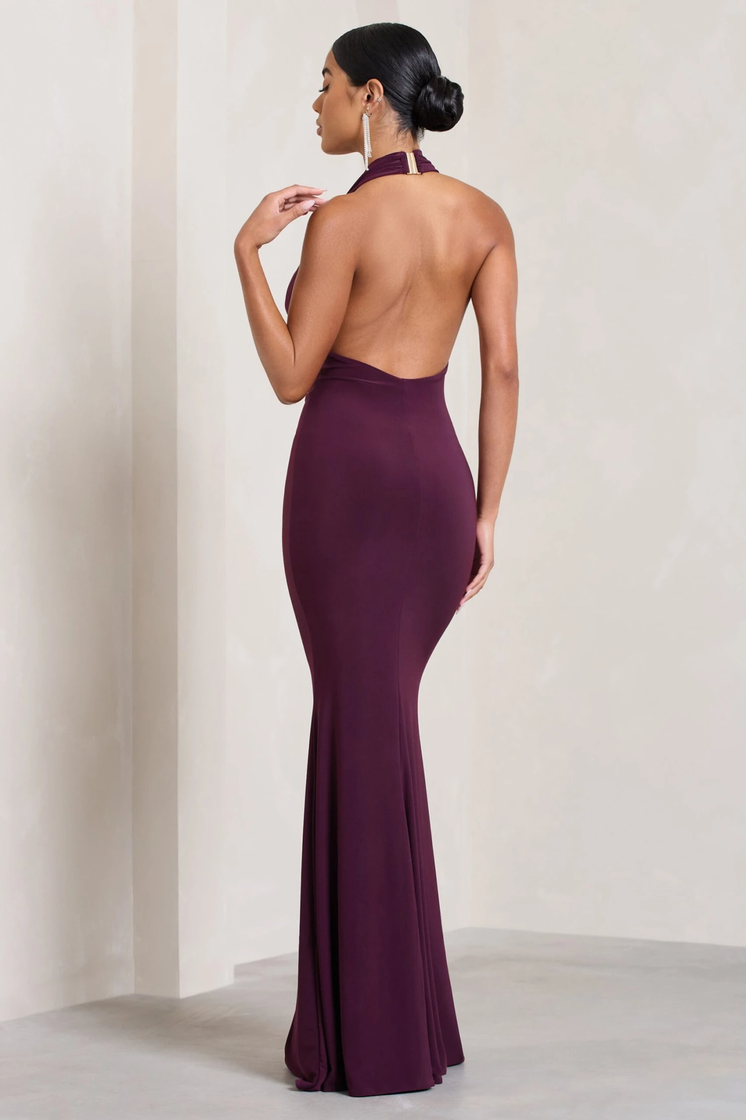 Milani | Plum Backless Cowl Neck Fishtail Maxi Dress 2 Milani | Plum Backless Cowl Neck Fishtail Maxi Dress - Image 2