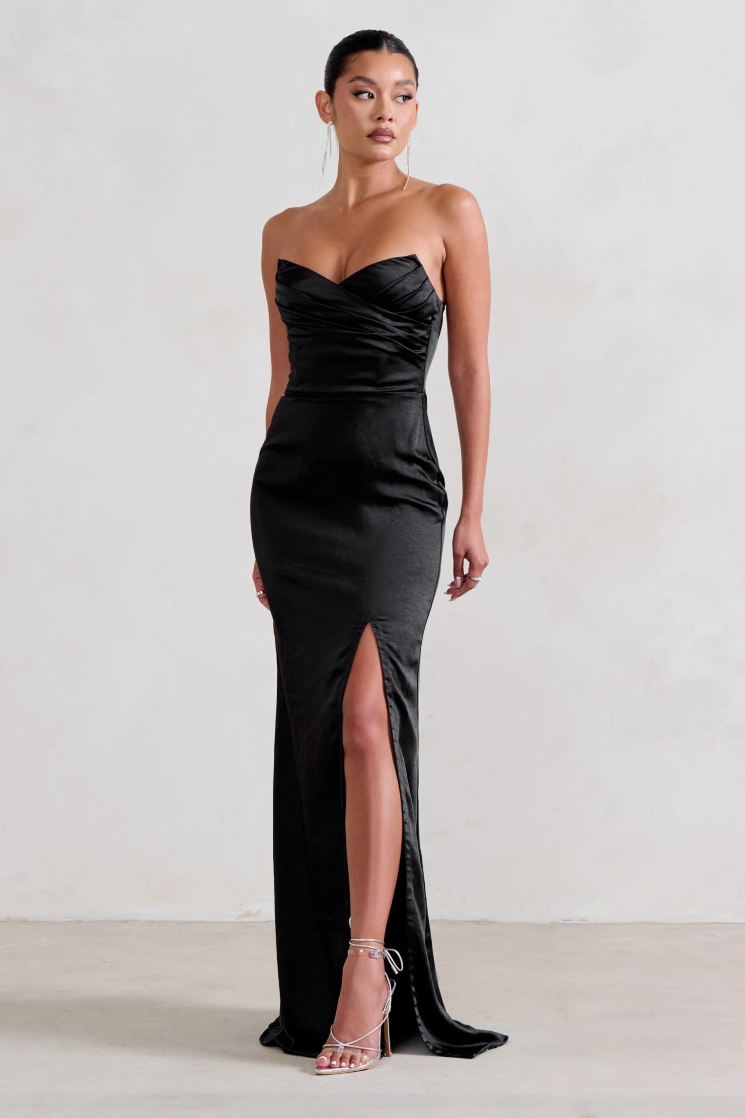Coraline | Black Strapless Maxi Dress With Split 4 Coraline | Black Strapless Maxi Dress With Split - Image 4