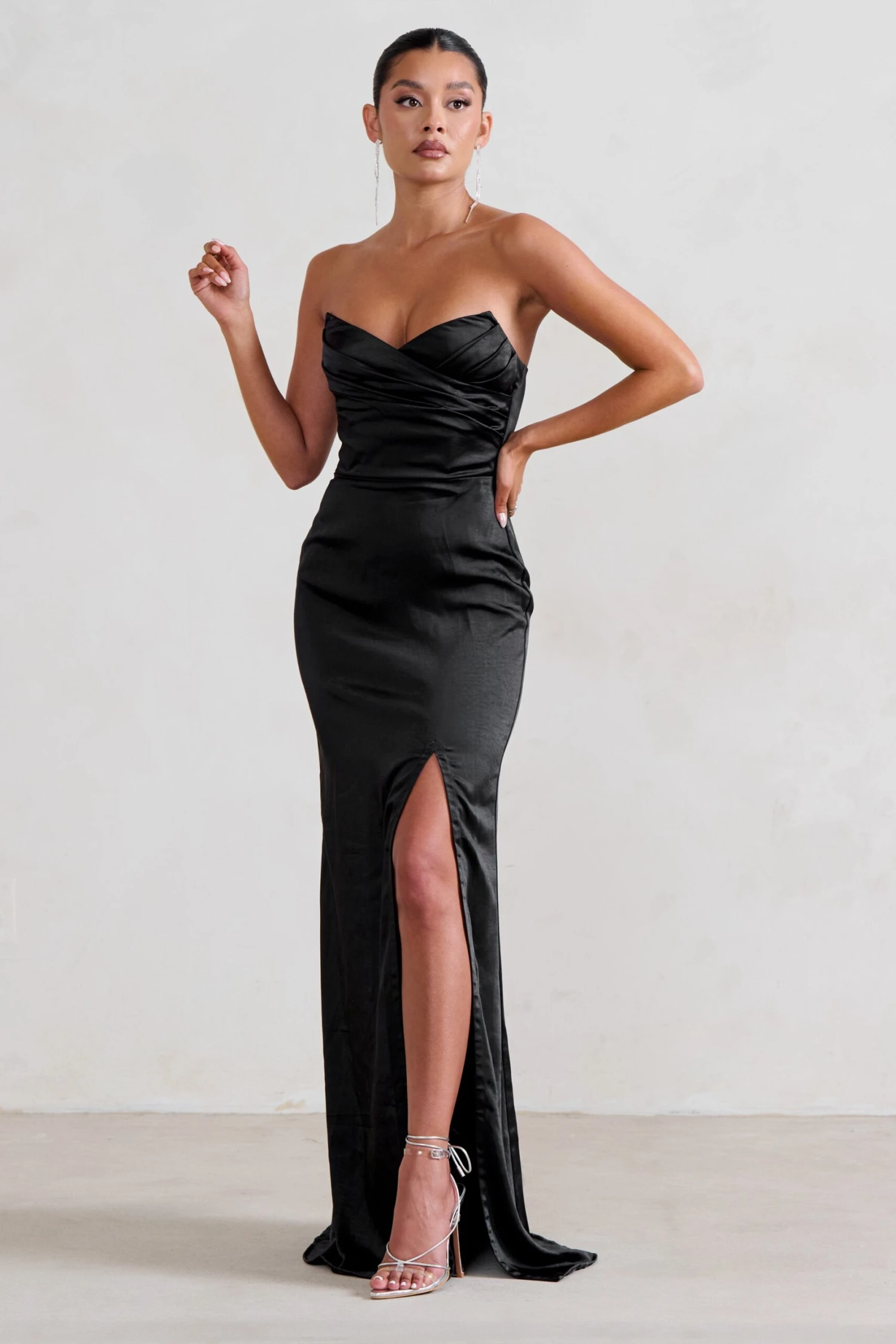 Coraline | Black Strapless Maxi Dress With Split 1 Coraline | Black Strapless Maxi Dress With Split