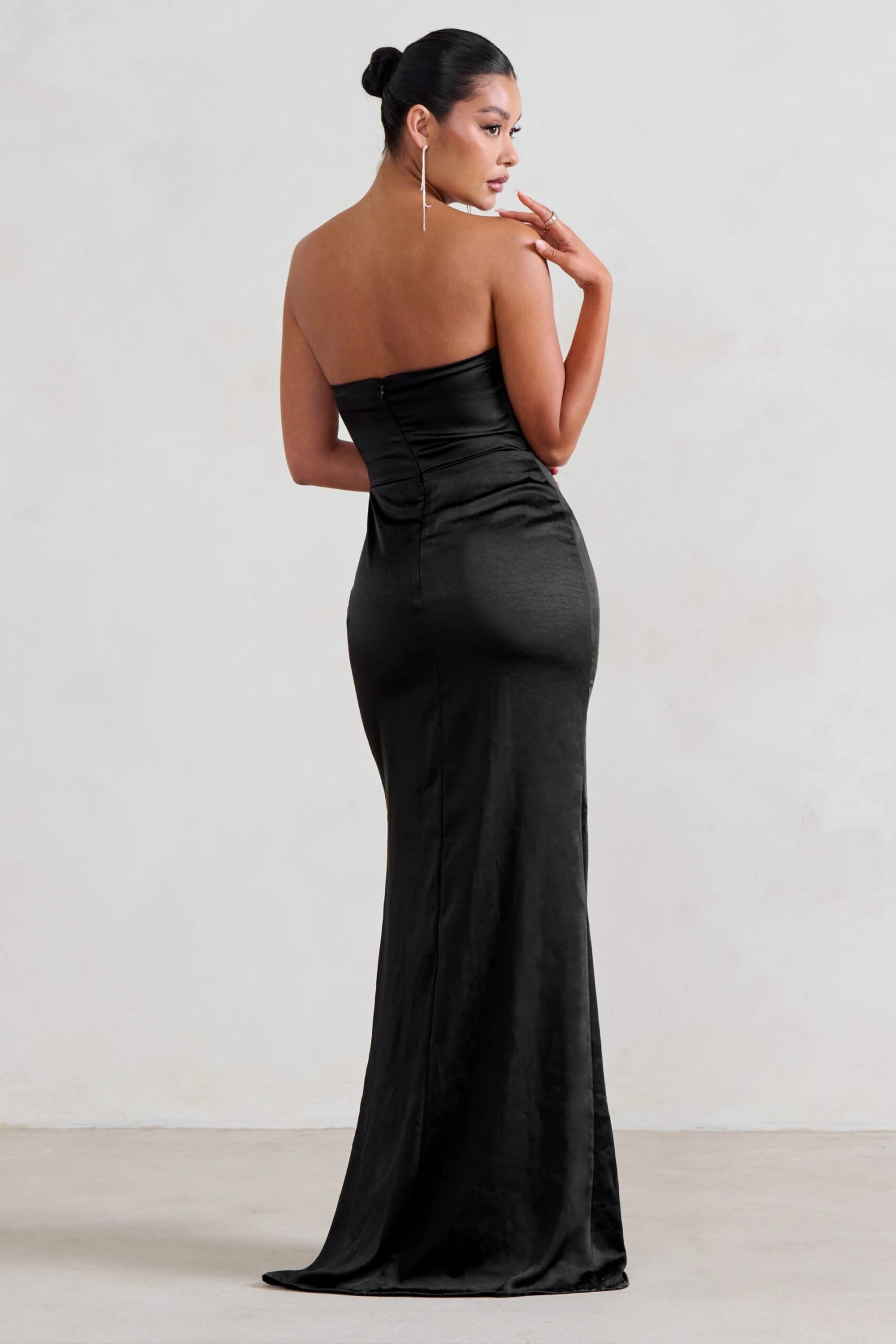 Coraline | Black Strapless Maxi Dress With Split 2 Coraline | Black Strapless Maxi Dress With Split - Image 2