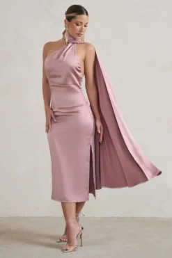 Madame | Blush Pink Satin Asymmetric Scarf Neck Backless Midi Dress 7 Madame | Blush Pink Satin Asymmetric Scarf Neck Backless Midi Dress -Stylixon Sales Store WB CL128417 MadameBlushPinkSatinAsymmetricScarfNeckBacklessMidiDress3 scaled