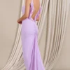 Flute | Lilac Bodycon Maxi Dress With Ruched Ruffled Back