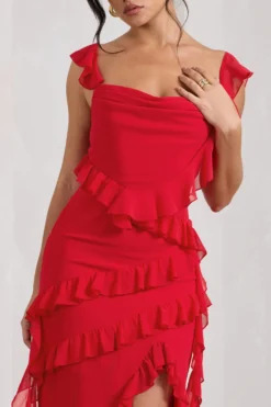 Havana Heat | Red Cowl Ruffle Chiffon Midi Dress 7 Havana Heat | Red Cowl Ruffle Chiffon Midi Dress -Stylixon Sales Store WB CL128614004 HavanaHeatRedCowlRuffleChiffonMidiDress4 scaled