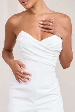 Bellezza | White Bandeau Corset Wide Leg Jumpsuit -Stylixon Sales Store WB CL128627005 Bellezza WhiteBandeauCorsetWideLegJumpsuit4 scaled