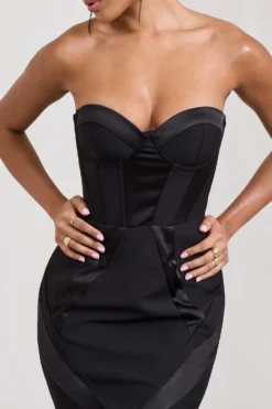 Custom | Black Satin Sweetheart Corset Fishtail Maxi Dress -Stylixon Sales Store WB CL128719002 CustomBlackSatinSweetheartCorsetFishtailMaxiDress5 scaled