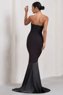 Custom | Black Satin Sweetheart Corset Fishtail Maxi Dress -Stylixon Sales Store WB CL128719002 CustomBlackSatinSweetheartCorsetFishtailMaxiDress7 scaled