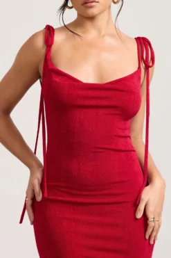 Irina | Red Cowl-Neck Bodycon Midi Dress 7 Irina | Red Cowl-Neck Bodycon Midi Dress -Stylixon Sales Store WB CL128730004 IrinaRedCowl NeckBodyconMidiDress4 scaled