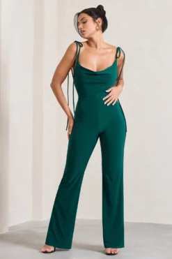 Pose | Bottle Green Cowl-Neck Strappy Flared-Leg Jumpsuit 8 Pose | Bottle Green Cowl-Neck Strappy Flared-Leg Jumpsuit -Stylixon Sales Store WB CL128744047 PoseBottleGreenCowl NeckStrappyFlared LegJumpsuit1 scaled