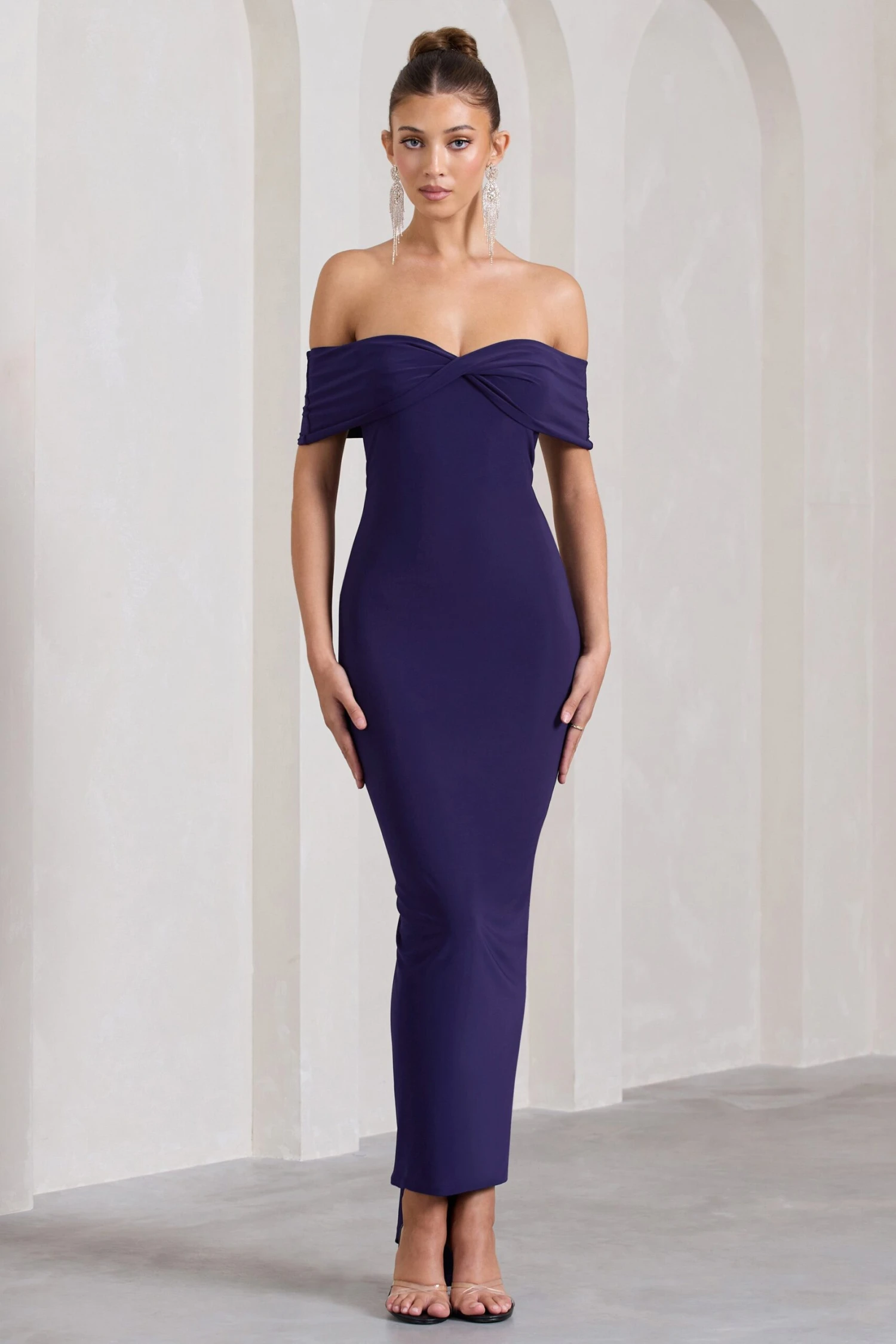 Vivienne | Blackberry Bardot Open-Back Maxi Dress 4 Vivienne | Blackberry Bardot Open-Back Maxi Dress - Image 4
