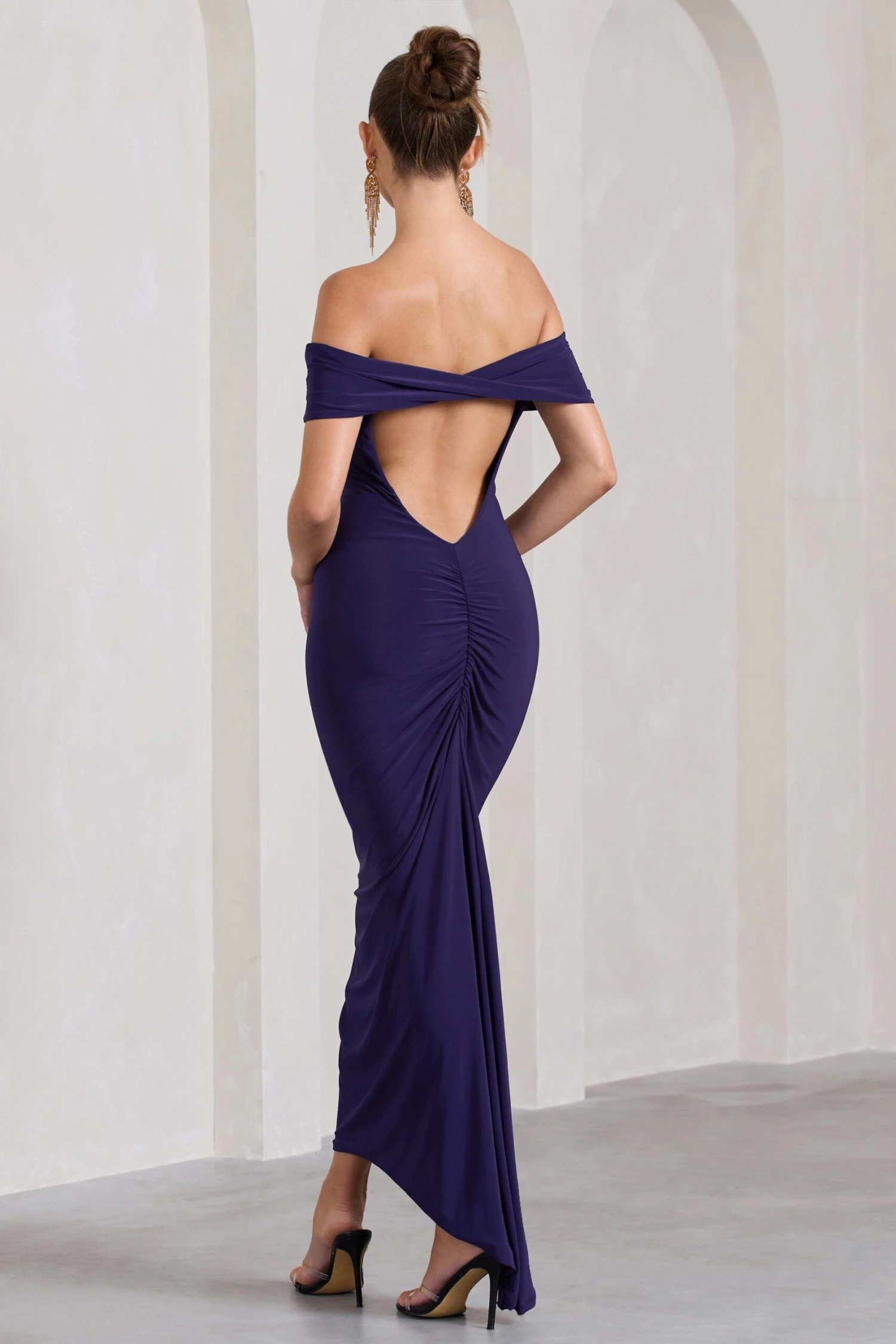 Vivienne | Blackberry Bardot Open-Back Maxi Dress 2 Vivienne | Blackberry Bardot Open-Back Maxi Dress - Image 2