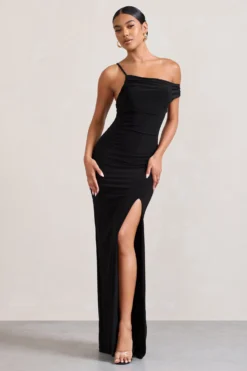 On Film | Black Asymmetric Strappy Split Maxi Dress -Stylixon Sales Store WB CL128889002 OnFilm BlackAsymmetricStrappySplitMaxiDress3 584548a1 dd25 4461 8e35 6f6117222636 scaled